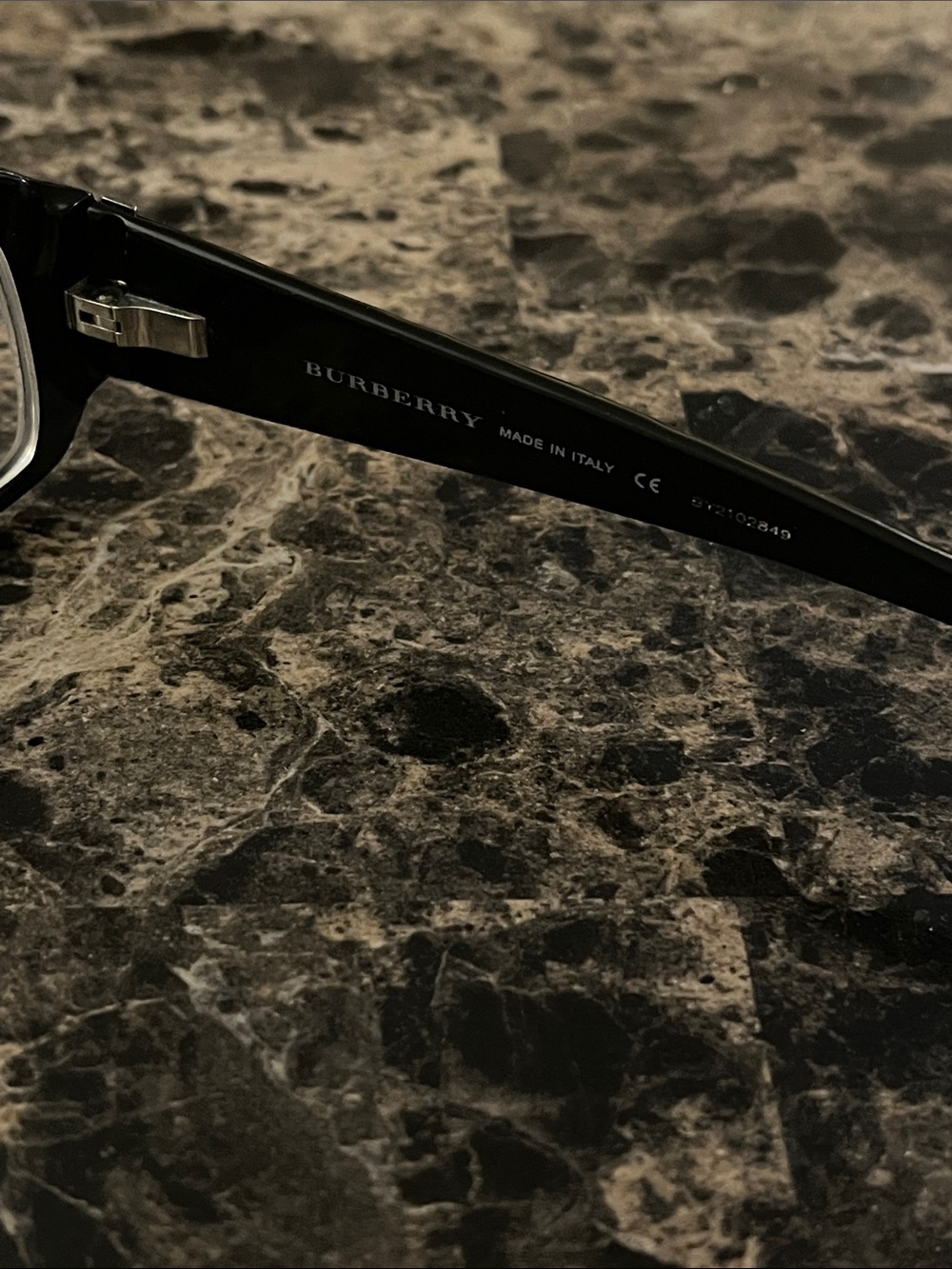 Burberry Black Rectangular Optical Frames with Silver Accent